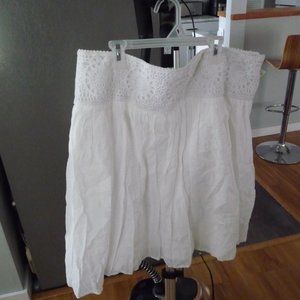 TALBOTS COLLECTION WHITE MIDI SILK/MODAL BLEND EMBROIDERED FULLY LINED SKIRT 16